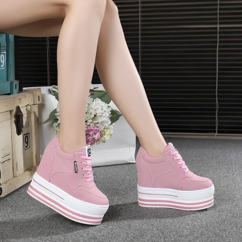 Fashion High Heels Chunky Sneakers Women Spring/Autumn Platform Thick Bottom Height Increasing Casual Shoes Woman Fashion Tennis Female