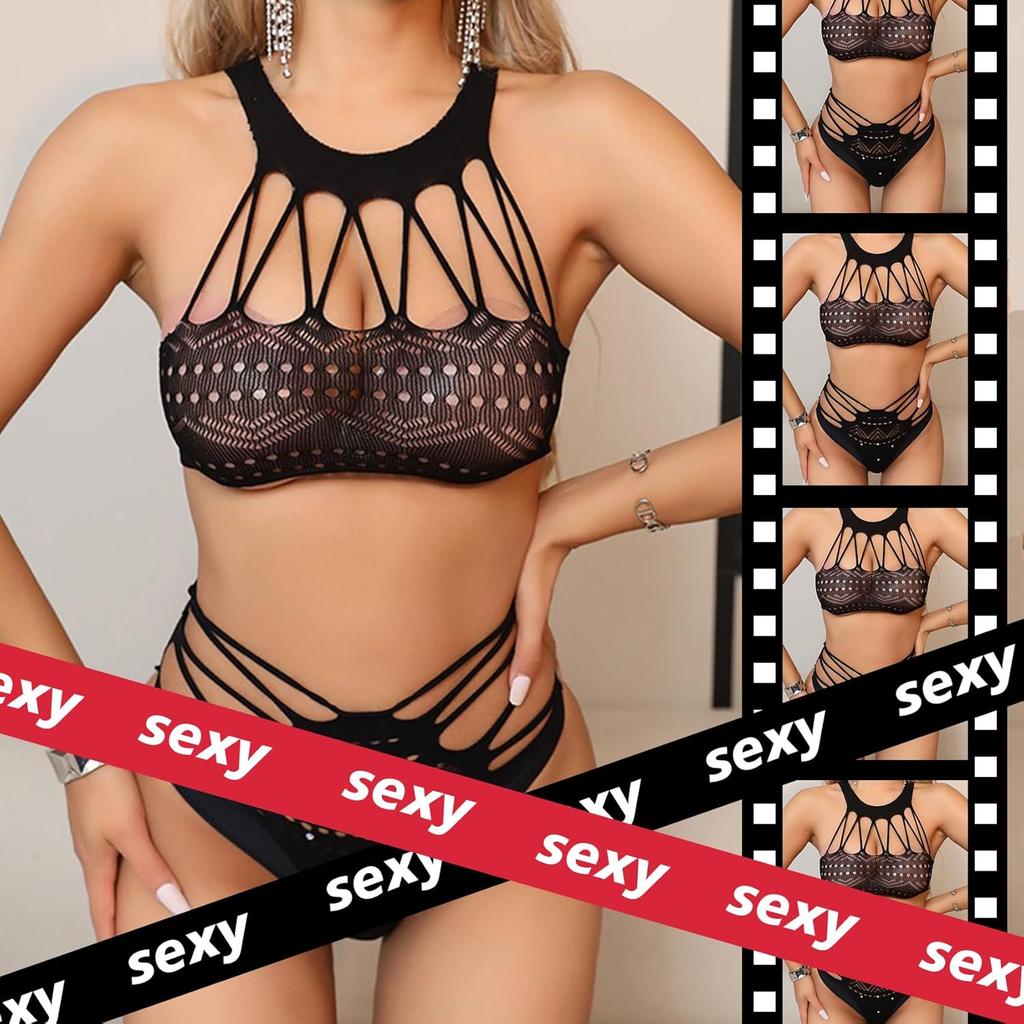 Sexy Lingerie for Women Naughty Fishnet Lingerie Set Bodysuit Outfits Teddy Erotic Sheer Mesh