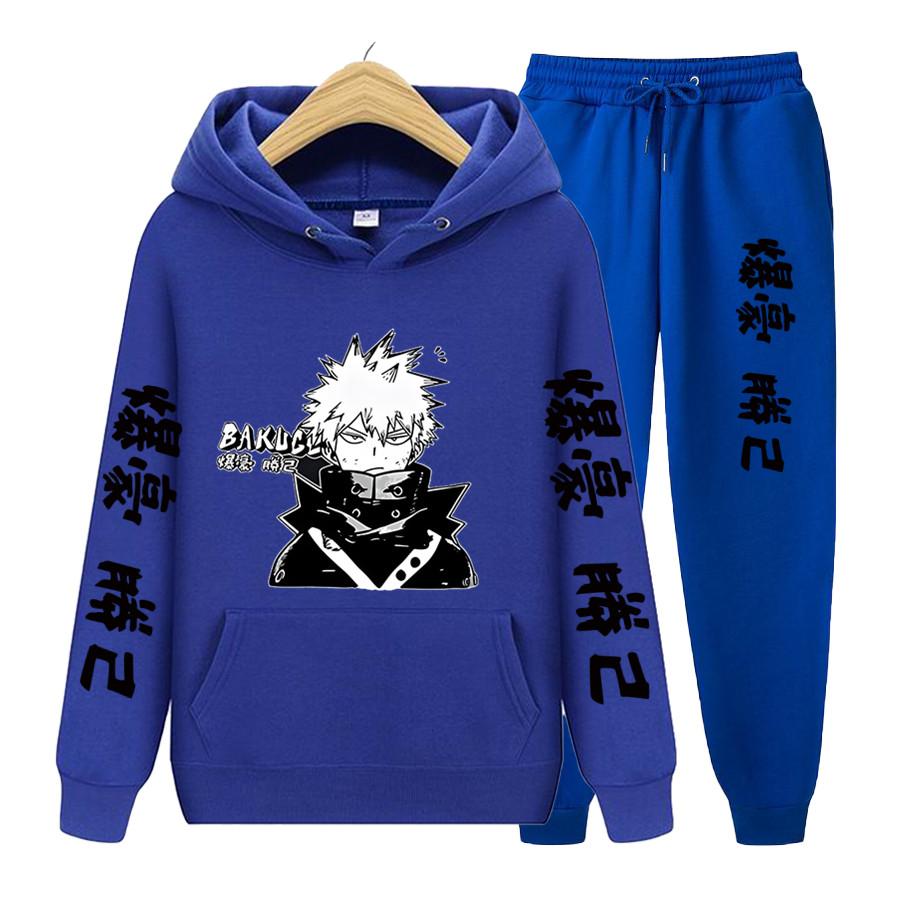 Женский комплект из 2 предметов с длинными рукавами, японское аниме «My Hero Academia Katsuki Bakugo», толстовка с капюшоном, одежда унисекс, толстовка