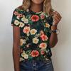Women's Fashion Casual Printed Round Neck Short Sleeved T-Shirt Top T-Shirt Top Top