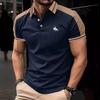 Летняя новая мужская футболка топы повседневная с принтом лацкан короткий рукав рубашка поло
