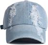2026 Новая однотонная рваная бейсболка, washed denim, снэпбэк, хип-хоп, дышащая, уличная одежда, потертые кепки для женщин и мужчин