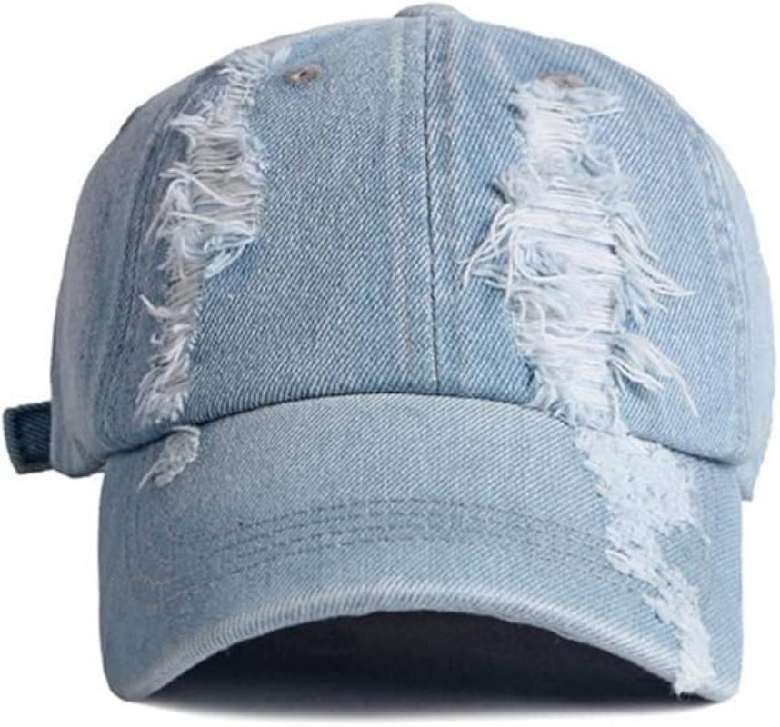 2026 Новая однотонная рваная бейсболка, washed denim, снэпбэк, хип-хоп, дышащая, уличная одежда, потертые кепки для женщин и мужчин