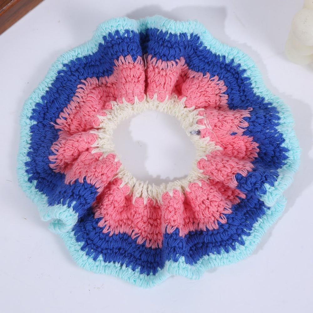 Elastic Crocheted Flower Scrunchies Flores Sweet Hair Tie Exquisite Knitted Hair Rope  Girls