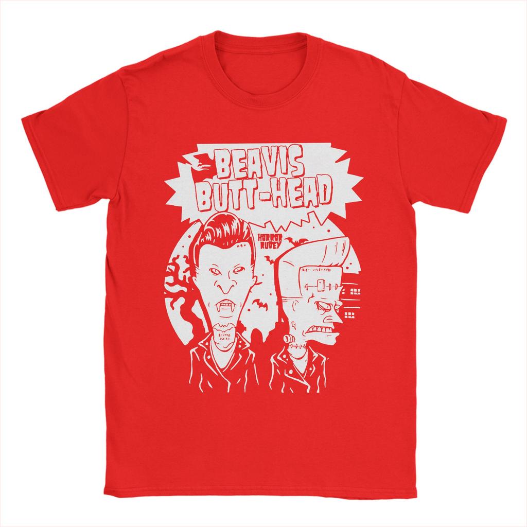Hip Hop Beavis and Butthead horror black and white T Shirt Men Cotton Short Sleeve Round Neck Summer Clothing
