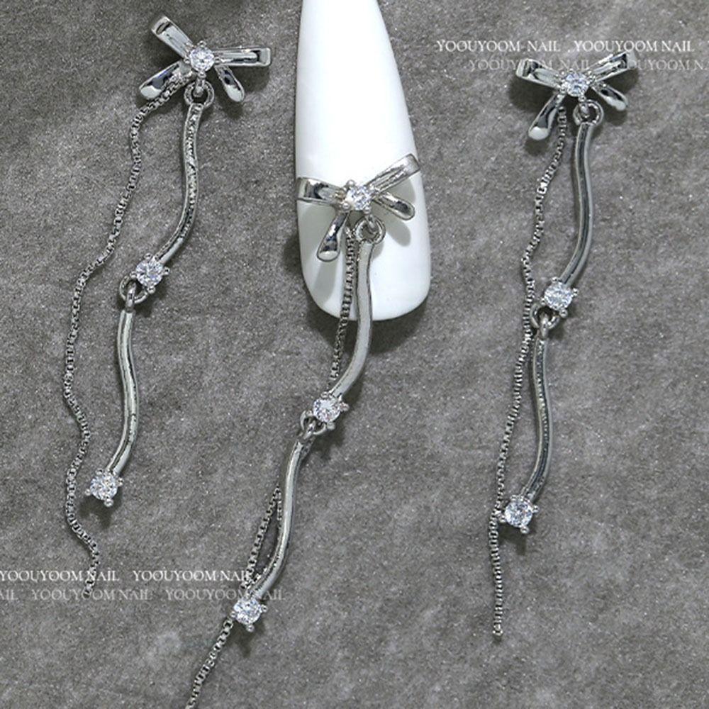 Bowknot 3D Manicure Jewelry Silver Nail Art Decoration Crystal Nail Rhinestones Decorate