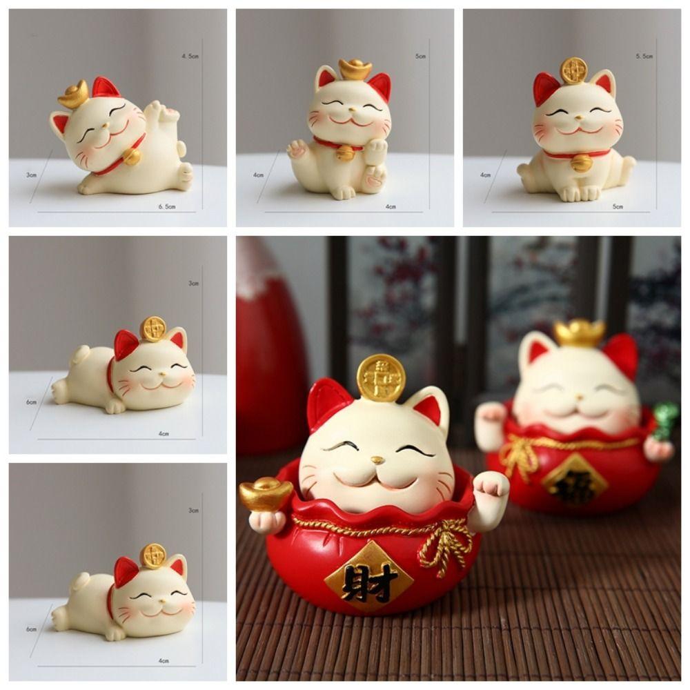 Waving Arm Mini Lucky Cat Figure Shake Head Maneki Neko Ornament Christmas