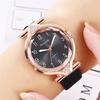 Минималистичные кожаные часы для женщин, повседневное платье, кварцевые часы, женские кристаллы, элегантные наручные часы