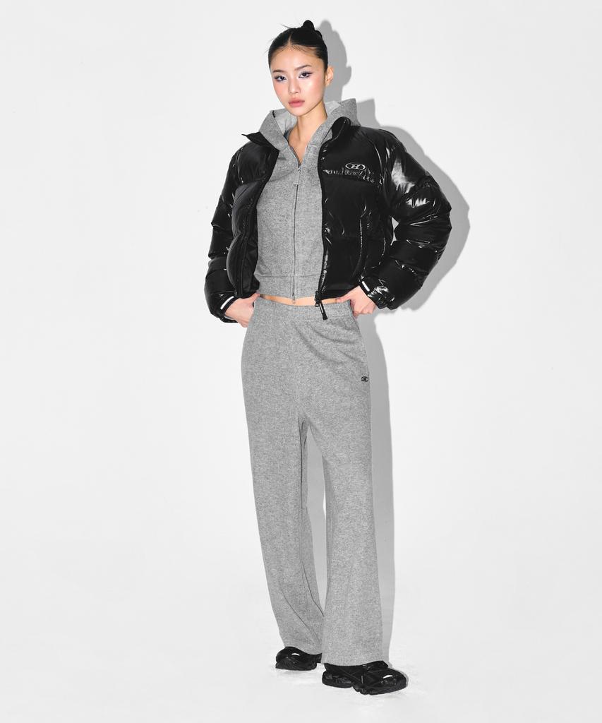 BORN TO WIN W Silver B Glossy Crop Puffer Down [Black]