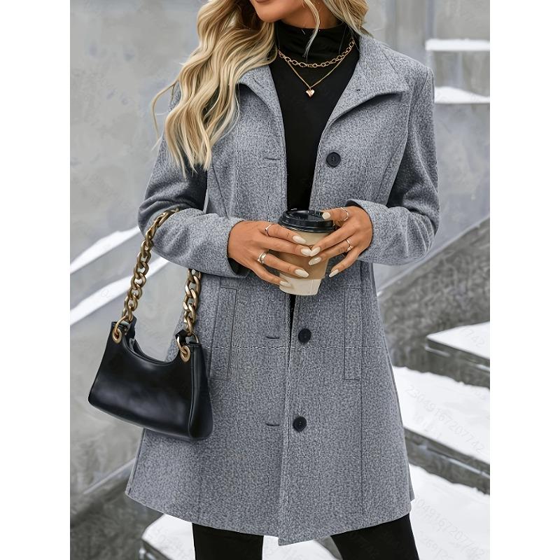 Autumn and winter new woolen temu explosive coat women's medium and long lapel single-breasted casual coat