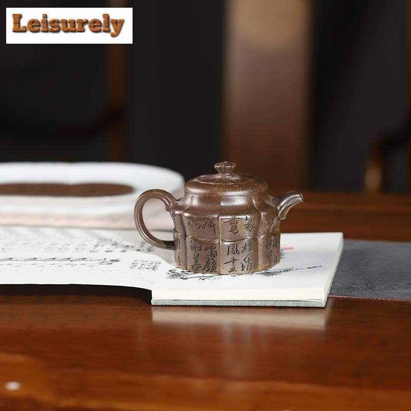 Чайник из исинской фиолетовой глины 290 мл, ручной работы, с широким горлышком, из сырой руды, глина агарового дерева, чайник для заваривания чая с ситечком, чайный набор из циша