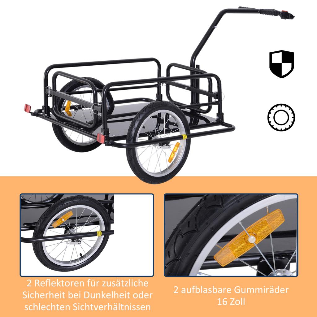 Bicycle Trailer Foldable Cargo Trailer with Coupling, Coupler & Reflectors Transport Cart Load Capacity up to 40 kg