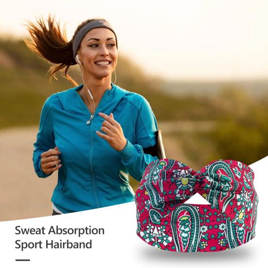 Женская повседневная повязка на голову для йоги с перекрестным узлом, высокоэластичная тюрбан в богемном стиле с принтом, повязка на голову, поглощающая пот, спортивная повязка для волос