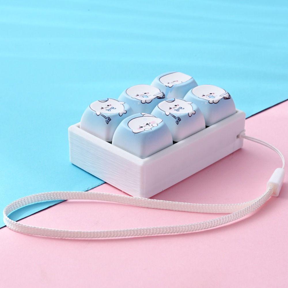 6 Keys Keyboard Fidget Clicker Toy Mini Fidget Keychain Bag Charm