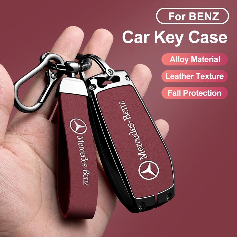 Zinc Alloy Leather Car Key Case Cover Shell For Mercedes Benz AMG A C E S G Class GLC CLE CLA GLB GLS W177 W205 W213 W222 X167 AW1