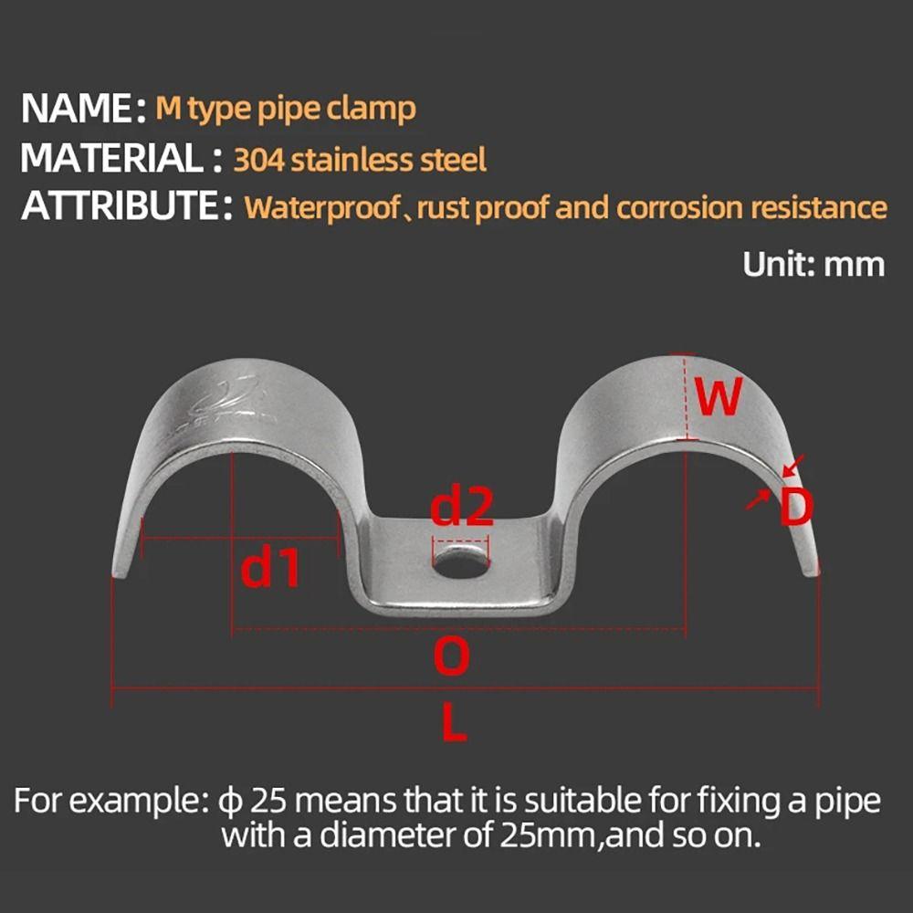 1Pcs Double Side Pipe Clamp M-Type Throat Hoop Horseback Pipe Line/Wire/Tubing/Gas Hose Pipe