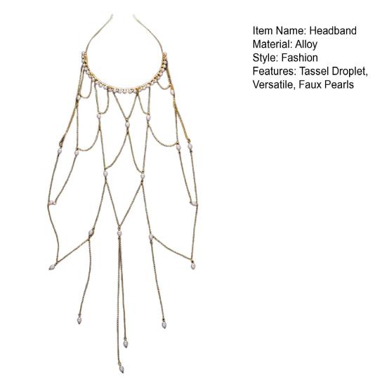 Женская повязка на голову с искусственным жемчугом, кисточкой, дизайном капель, свадебный обруч для волос, аксессуары для волос на дни рождения и вечеринки