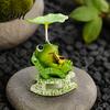 Lotus Leaf Shade Decor Rocking Frog Panda Figurine, Cute Resin Bobble Chair with Design, Creative Office Stress Relief Desk Ornament for Car