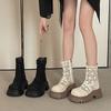 Korean Version of Thick-soled Exquisite Lace Mesh Cool Boots Autumn and Winter Fashion Fairy Style Design Sense Hollow Women's Martin Boots