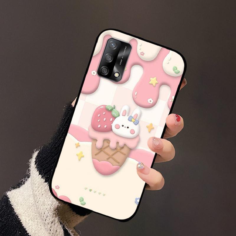 Для OPPO A74 4G Oppo F19 Чехол Роскошный Цветок Черный Мягкий Силиконовый Чехол для Телефона Для OPPO A74 4G Задняя Крышка F19 Coque Мультяшный Бампер
