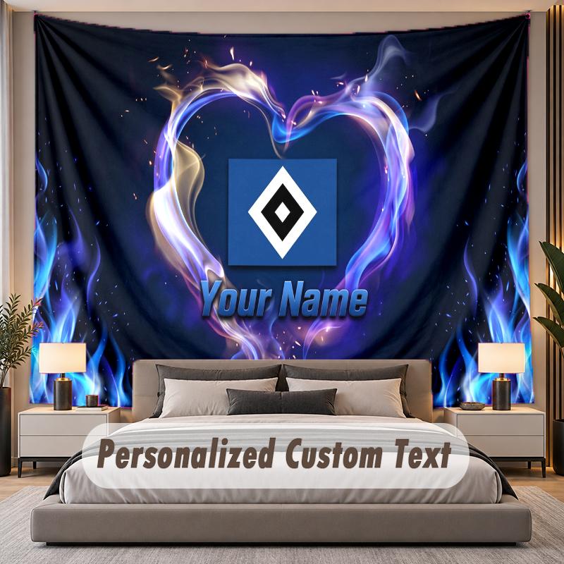 Custom Name Text Tapestry Hamburger SV Personalized Polyester Wall Tapestry For Bedroom And Room