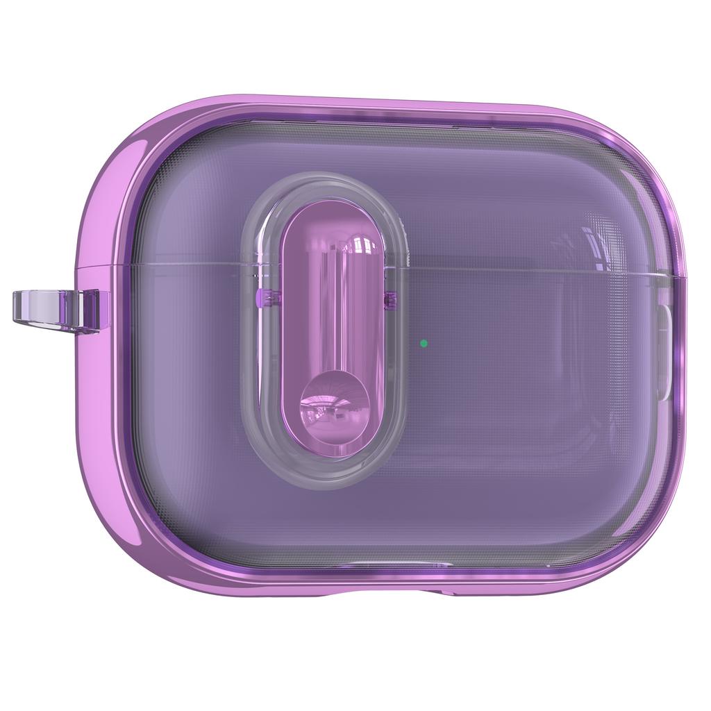 For Apple AirPods Pro / Pro 2 Case Clear Electroplated TPU PC Earbuds Cover with Lock Clasp / Carabiner