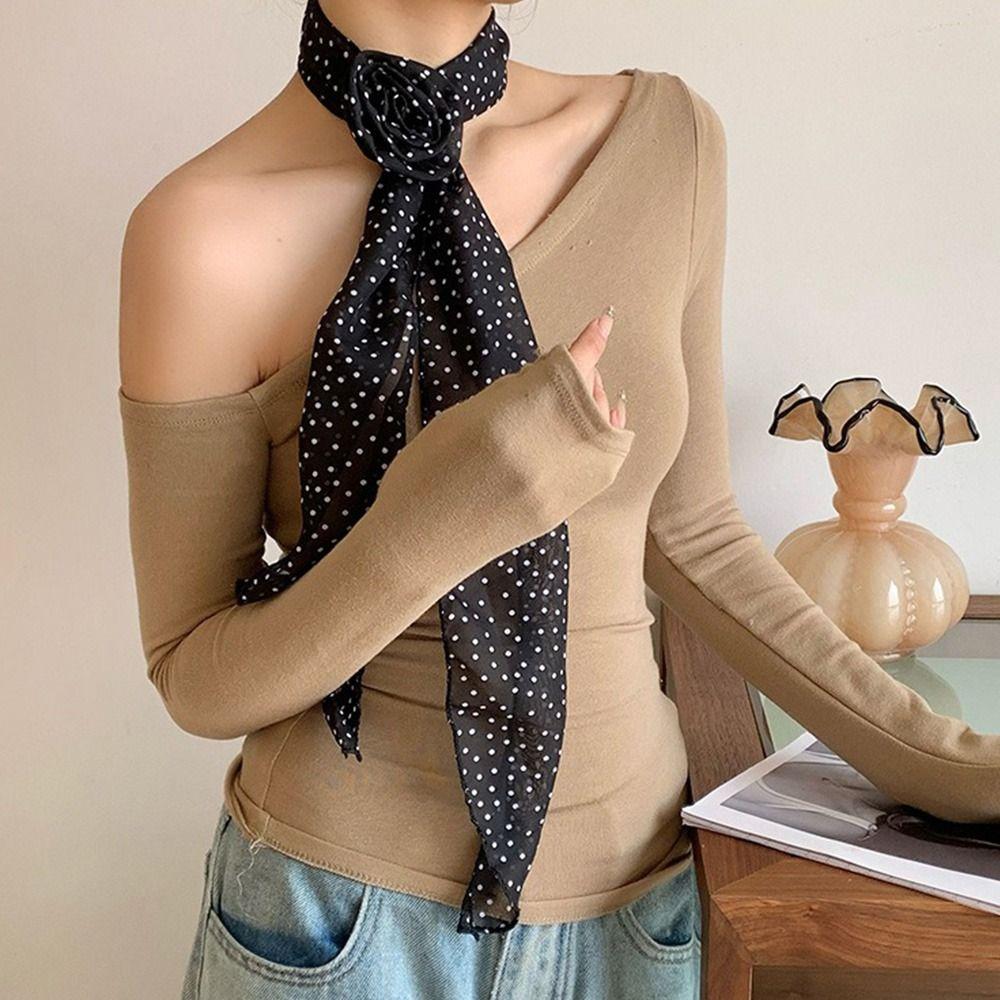Large Size Long Silk Scarf Summer Hair Band Fashion Long Ribbon Belt Tie For Women