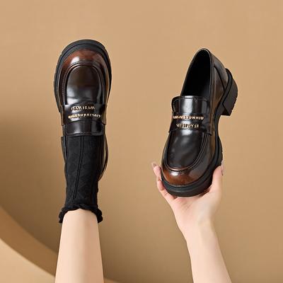 Небольшие по размеру настоящие кожаные мокасины женские ретро потертые цветные туфли на платформе британские кожаные туфли женские повседневные туфли с пряжкой женские ботильоны