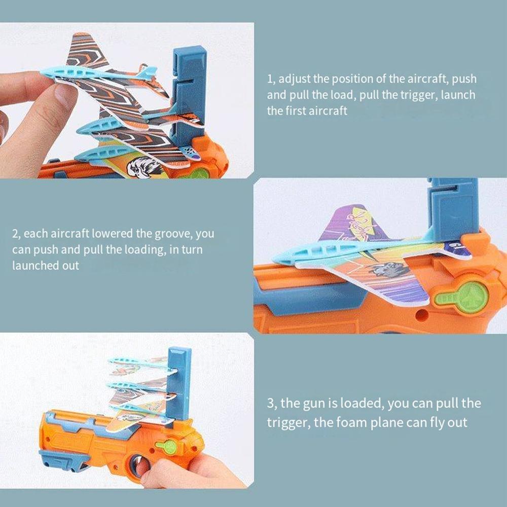 Уличные игрушки Пистолет для запуска самолетов Непрерывный запуск Летающий пенопластовый самолет Катапульта Детский планер Самолет Любимая игрушка мальчиков