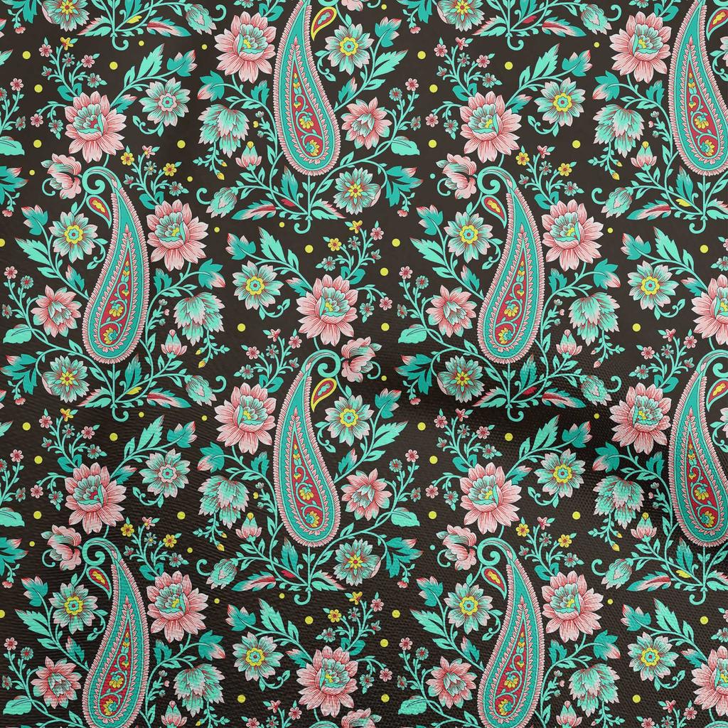 oneOone Cotton Flex Dark Peach Fabric Paisleys Craft Projects Decor Fabric Printed By The Yard 40 Inch