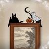 Halloween Cat Door Topper Door Frame Decor Creative Black Cat Door Corner Decor Door Right Angle Sign for Indoor Outdoor Wall