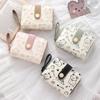 Cute Cat Pu Leather Coin Purse Women  Short Wallet Folding Zipper Wallet Id Card Holder Travel Lightweight Cash Coin Bags