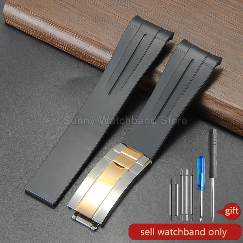 Силиконовый аксессуар для часов 20 мм Черный Стиль для Rolex Daytona Черный Зеленый Submariner Yacht-Master Водонепроницаемый Дышащий Ремешок для часов