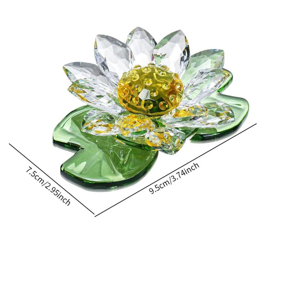 Decorative Glass Flowers Ornament Suncatcher Mini Lotus Crystal Statue Cabinet
