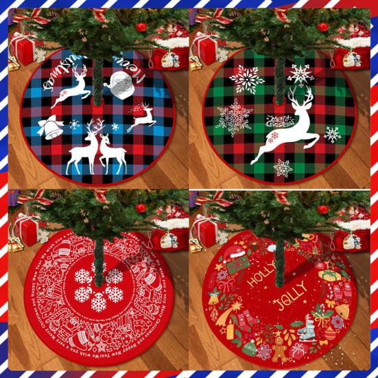 Юбка «Рождественская елка» Яркий цвет, Износостойкий, простая установка, Круглый большой коврик с принтом «Снежинка и лосось» в виде рождественской елки