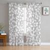 Gray Leaf Vine Texture Sheer Curtains For Living Room Bedroom Kids Room Tulle Window Treatment Drapes