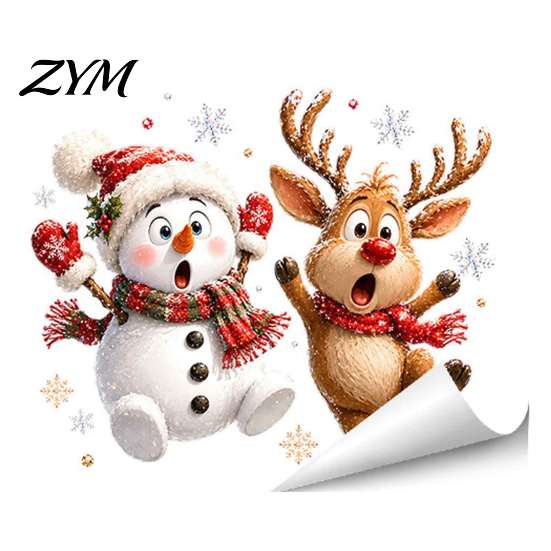 Transparent Decorative Stickers Christmas Static Window Clings, Removable Glass Decals, Snowman Santa Reindeer Nutcracker Winter Holiday Art