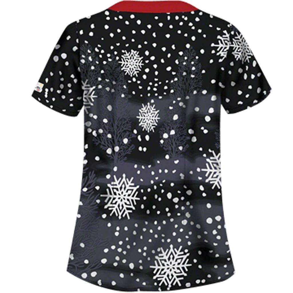 Women Short Sleeve V-neck Tops Working  Christmas Blouse