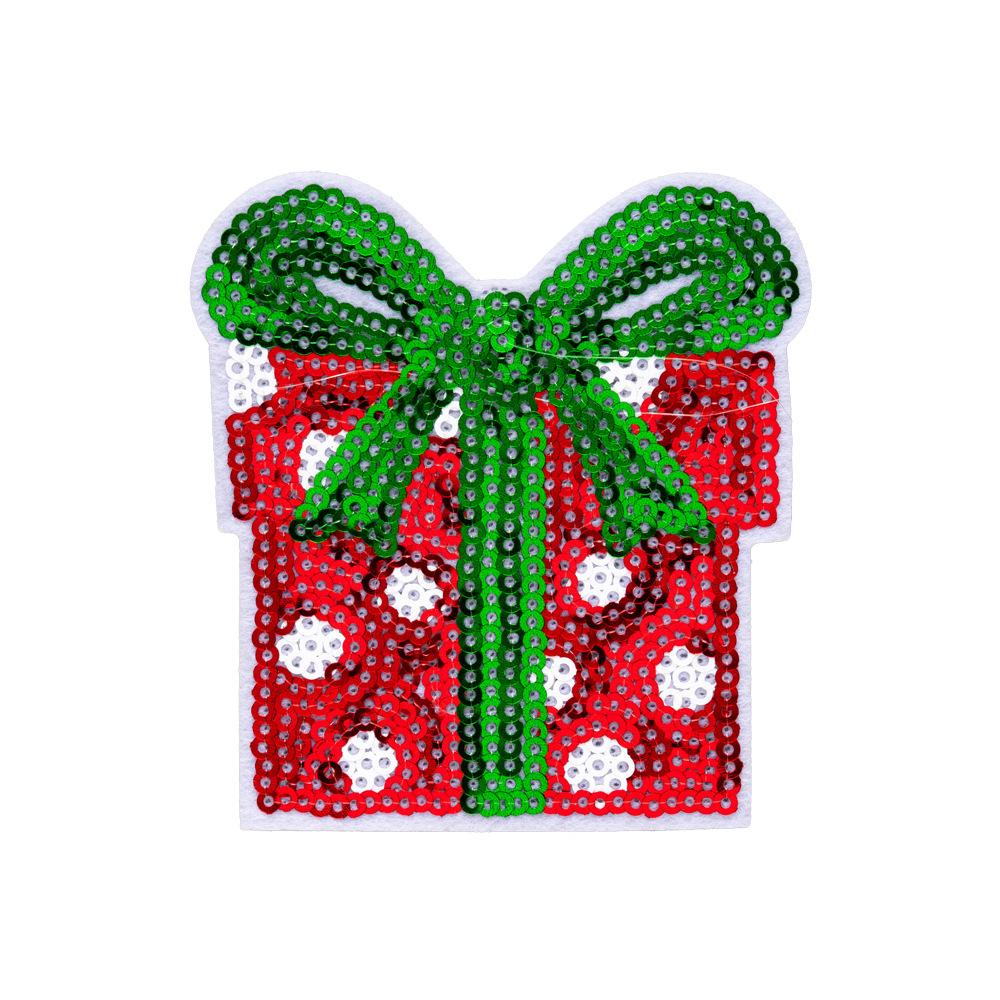 Christmas Sequins Embroidered Cloth Sticker Santa Snowman Holiday Decoration Badge Patch Christmas Tree Gift Snowflake