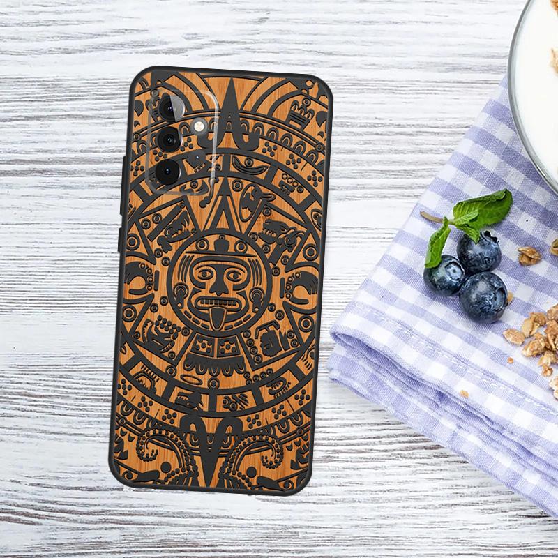 Mayan Calendar Wood Pattern Case For Samsung Galaxy A54 A34 A14 A56 A36 A16 A06 A13 A53 A12 A22 A32 A52 A35 A17 A15 A55
