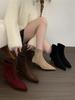 Fashion Pointed Toe Women Sock Boots 2024 New Arrials Thin Mid Heels Black Beige Brown Red Slip On Sock Booties Stretch Botas Size 35-39
