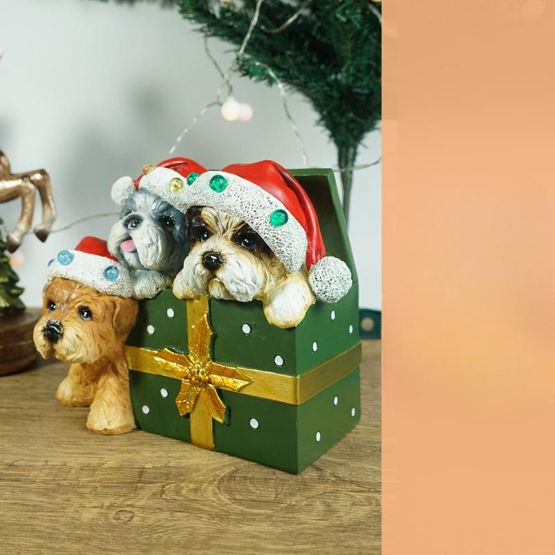 Рождественские ornaments-скульптуры животных Коричневый медведь-барабанщик Собака Идея подарка Коробка Красивый скейтборд Пингвин Рождественские украшения для дома