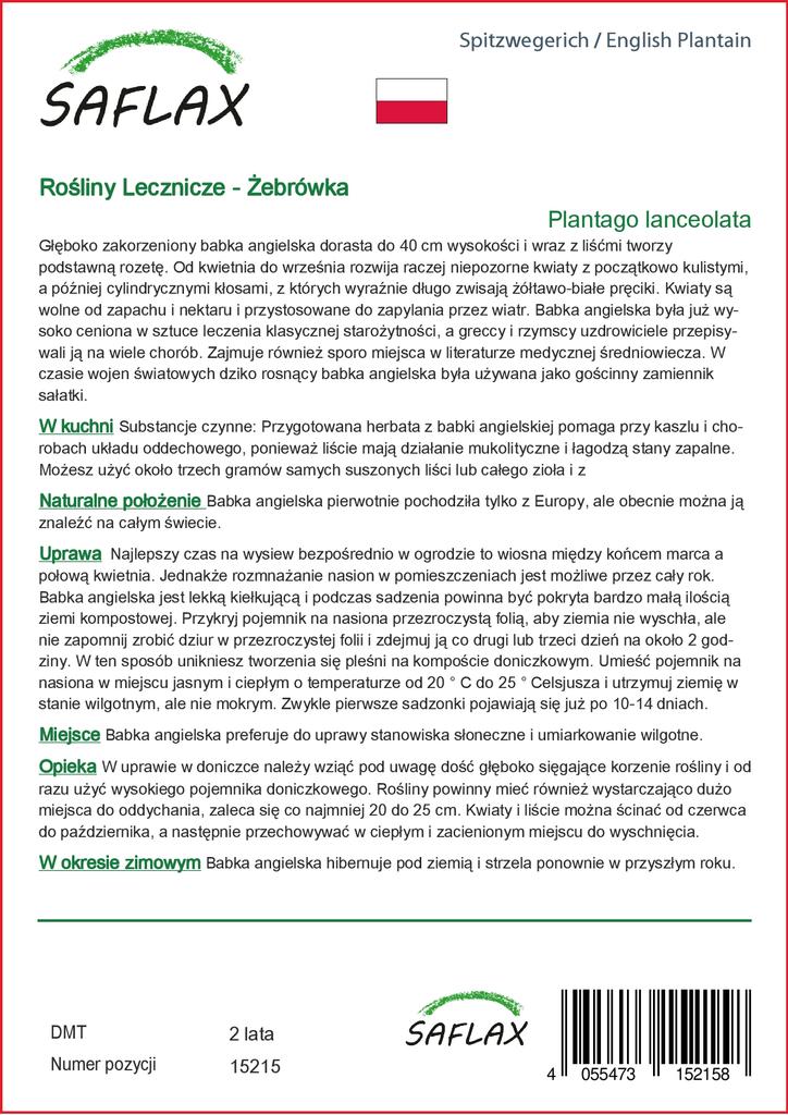 SAFLAX Garden in the Bag - Подорожник английский - 100 семян - С субстратом в подходящем пакете - Plantago lanceolata