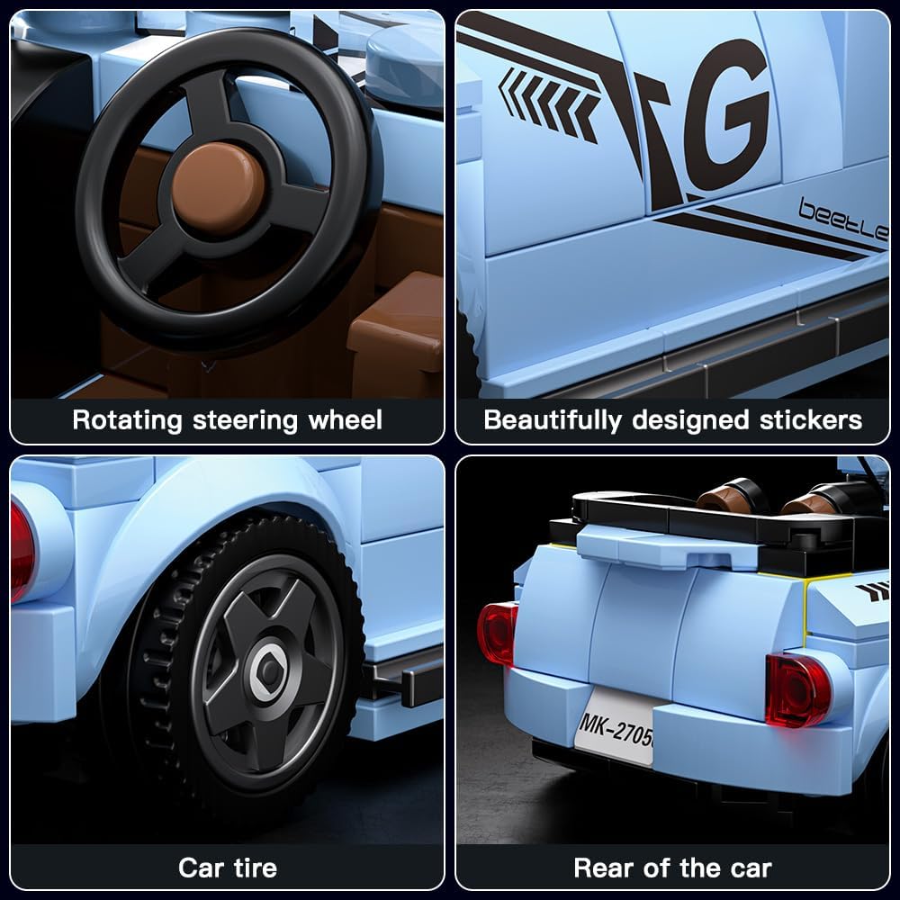 MOULD KING Speed Champion V.Beetle Supercar 27047 Building Set Toy Collectible Model Car Block Children's Gift 8+(298 Pieces)