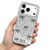 Black - White Dots and Bows Case for iphone 12 18 Pro Max 17 Pro Air 11 15 XR XS Max 16 Plus 14 13 Silver Crushed Foil Cover