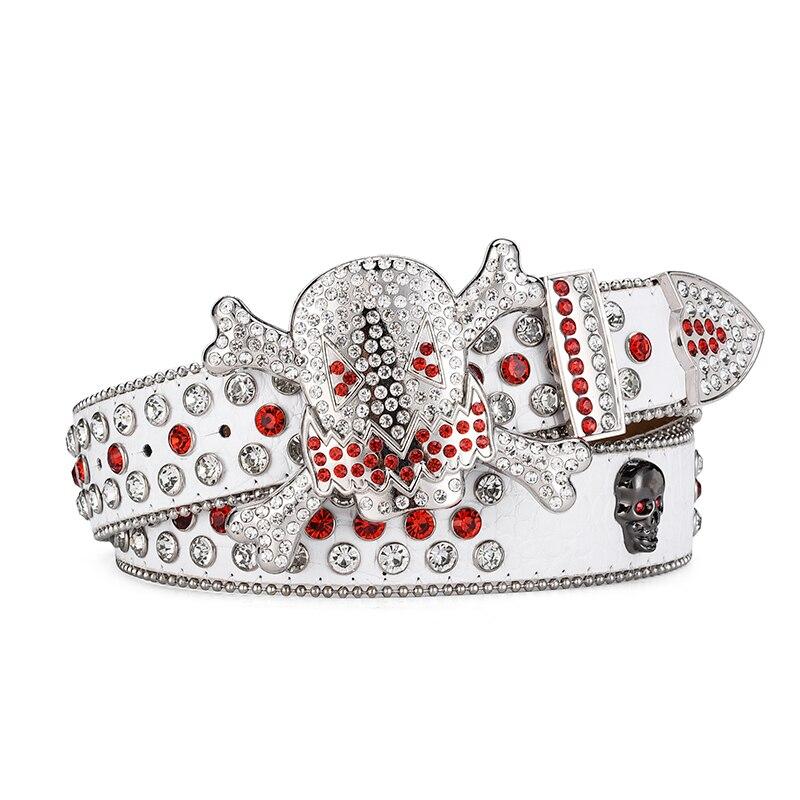 Женские джинсы с пряжкой в виде черепа и стразами, ремень Y2K, блестящий заклепочный ремень из искусственной кожи с искусственными бриллиантами, мужской ремень в стиле панк-рок