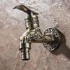 Carved Wall Mount Zinc Alloy Antique Bronze Bibcock Decorative Outdoor Garden Washing Machine Faucet Small Tap
