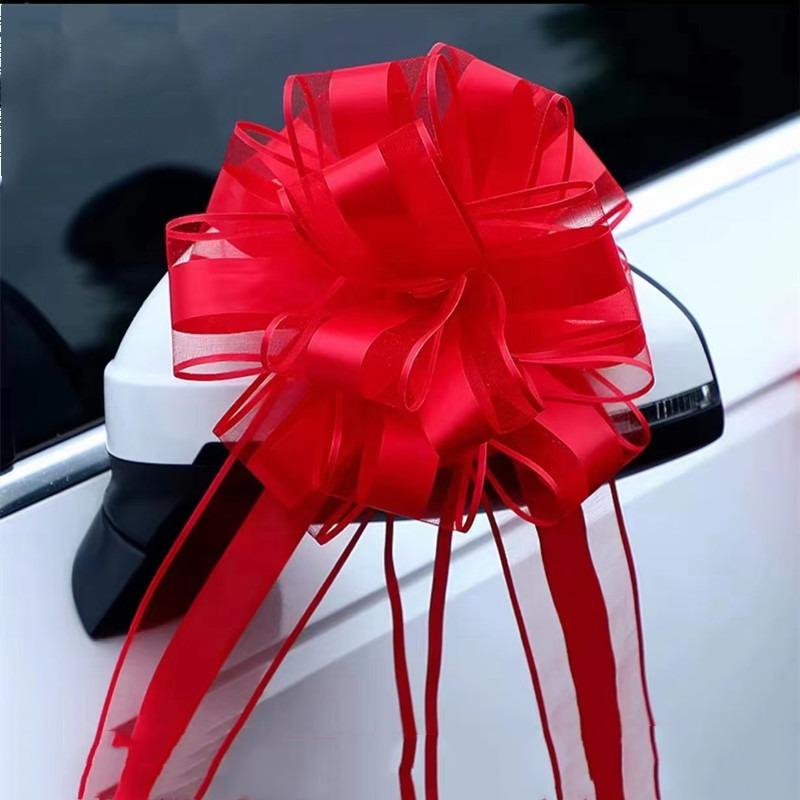 Белый свадебный автомобиль, лента, банты, узел, подарочная упаковка, декор свадебного автомобиля, товары для дня рождения, украшение дома, праздничные украшения