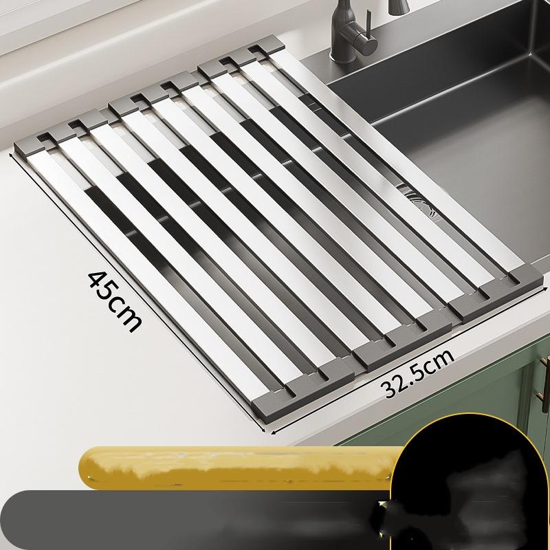 Сворачивающаяся сушилка для посуды Сушилка над раковиной Крышка для раковины Кухонные аксессуары Гаджет Многоцелевой органайзер Складная Нерж