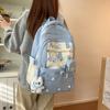 Contrast Color Schoolbag Junior High School Student Backpack College Style Large Capacity Backpack with Coin Purse
